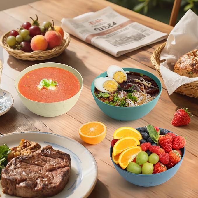 Wheat Straw Bowls Unbreakable Salad Bowls 40 OZ Thick Large Cereal Bowls - Image 6