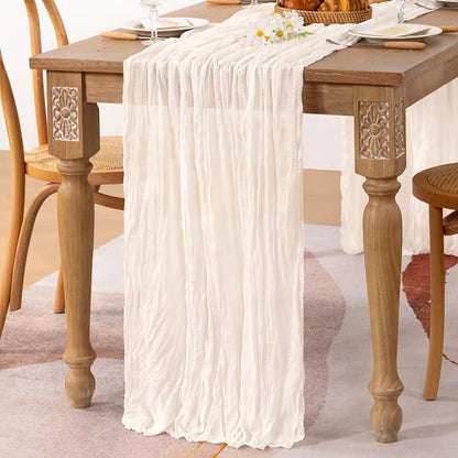 6 Pack Ivory White Cheesecloth Table Runner Rustic Gauze Centerpiece | - Image 3