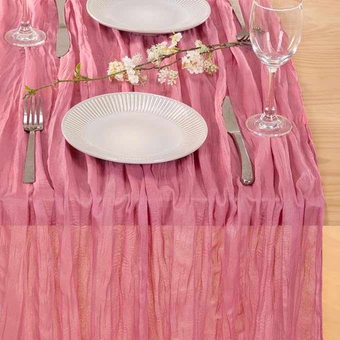 3 Pack Mauve Cheesecloth Table Runner10ft Rustic Sheer Gauze Runner | - Image 4