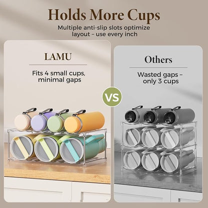 LAMU Stackable Water Bottle Organizer Holder Tumbler Cup Storage Rack | 2 Tier - Image 4