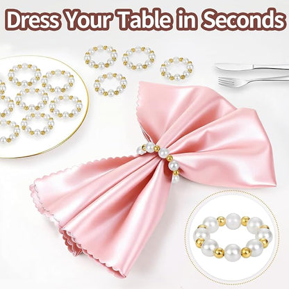 Pearl Napkin Rings Set of 12, Handmade Imitation Pearl Napkin Rings, Napkin - Image 4