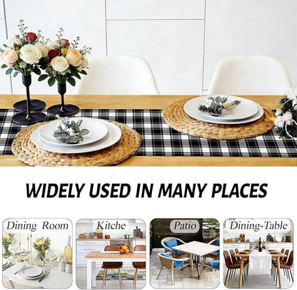 Black and White Gingham Table Runner, Buffalo Plaid Check Table Cloth Decor | - Image 5