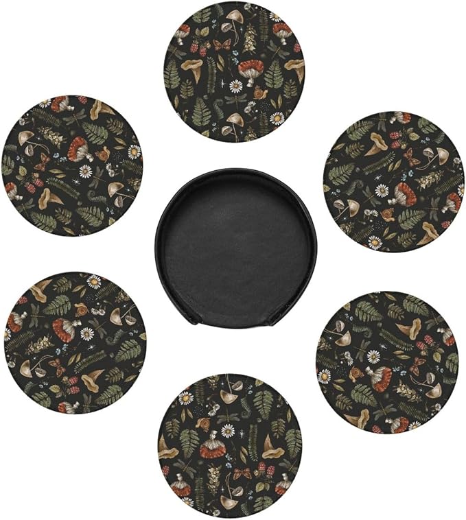 Mushroom Witch Witchy Vintage Plant Coasters - Image 4