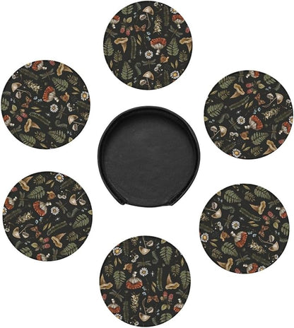 Mushroom Witch Witchy Vintage Plant Coasters - Image 4