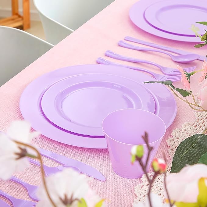 KIRE 150 PCS Purple Plastic Plates - Image 12