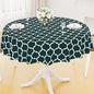 Smiry Round Plastic Table Cloth, Waterproof Vinyl Tablecloth with Flannel Backing for Round Tables, Wipeable & Spillproof for Dining, Camping, Indoor and Outdoor (60" Round, Hunter Green)