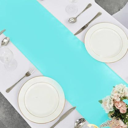 10-Pack Turquoise Satin Table Runner 12 x 108 Inch Long Bright and Smooth Silk - Image 4