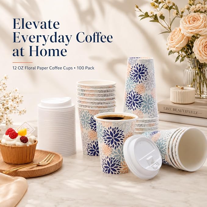 Tamone 100 PACK 12OZ Disposable Coffee Cups - Image 5