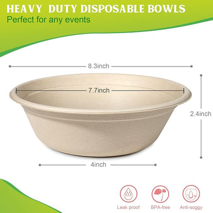 greensight 32oz Large Paper Bowls, 120 Pack Compostable Disposable | - Image 7