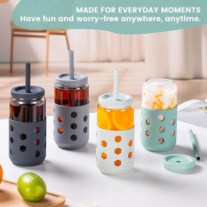 Mrsdry 16 oz Glass Cups with Lids and Straws - Image 9