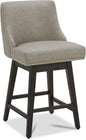 CHITA Counter Height Swivel Bar Stools, FSC Certified Upholstered Counter Stools, Modern Swivel Barstools with Wood Legs for Kitchen Island, 26" Seat Height, Faux Leather in Stone Grey