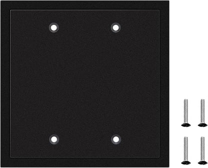 Henne Bery Modern Edge Decorative Wall Plate Switch Plate Outlet Cover, Durable Solid Zinc Alloy (Double Blank, Matte Black)