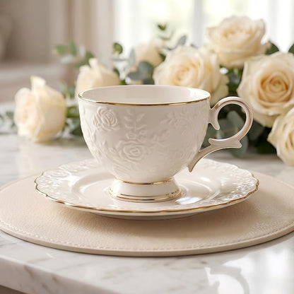 Tea Cup and Saucer Set for 1, 6.8 Oz | Coffee Cup - Image 3
