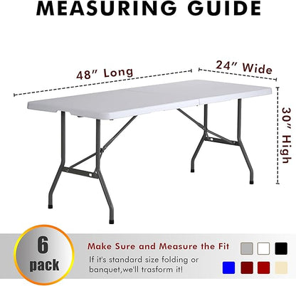 Nasitos 6 Pack Black Fitted Table Covers for 4 Foot Tables-Open Back Folding Table Cloth Washable Tablecloths for Trade Show, Craft Show, Grad Party, Vendor Booth