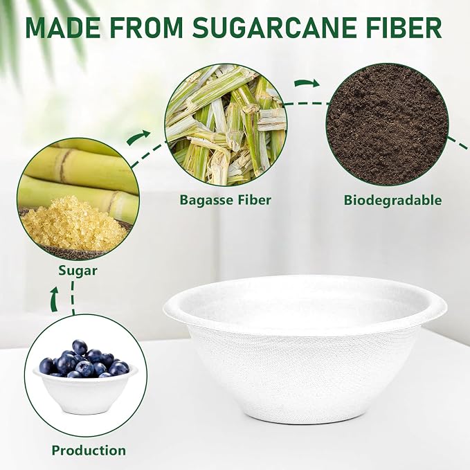 6 oz Disposable Bowls, 300 Pack Compostable Small Paper Bowls | Biodegradable - Image 6