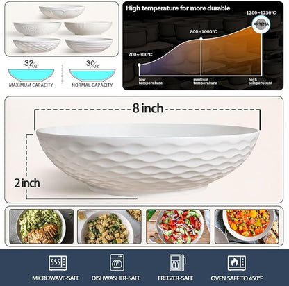 Pasta Bowls 32oz, Ceramic Large Salad Bowls Set Serving Bowl of 4 - Image 2