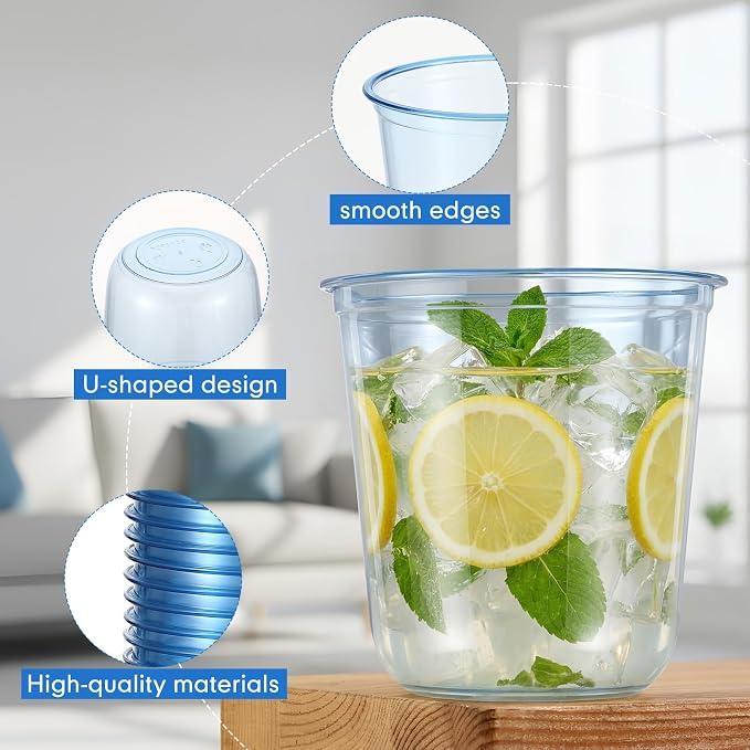 Ziliny 200 Pcs Disposable Stemless Glasses 12oz Crystal Plastic Wine Glasses - Image 4
