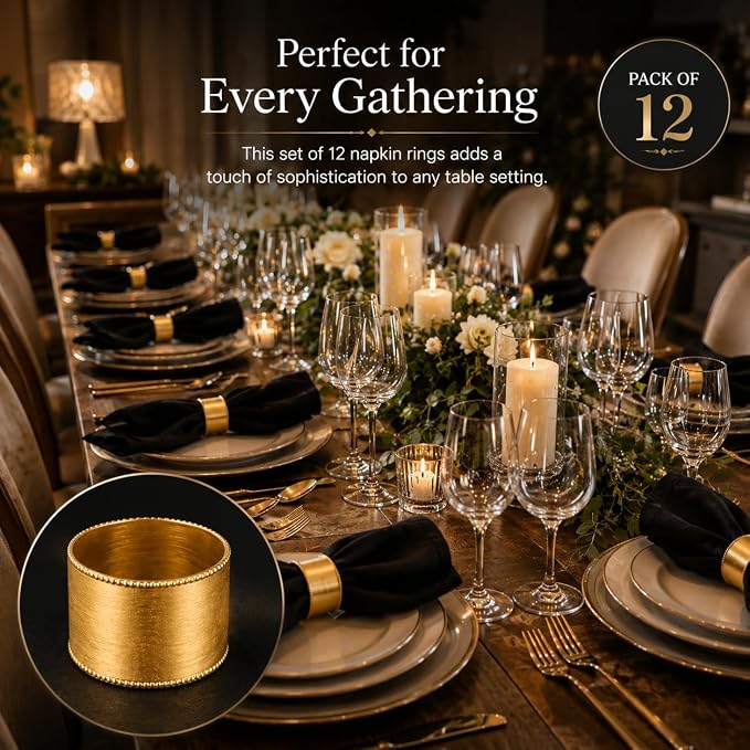 Premium Iron Napkin Rings Set of 12, Rustic Farmhouse Table Decor, Modern - Image 6