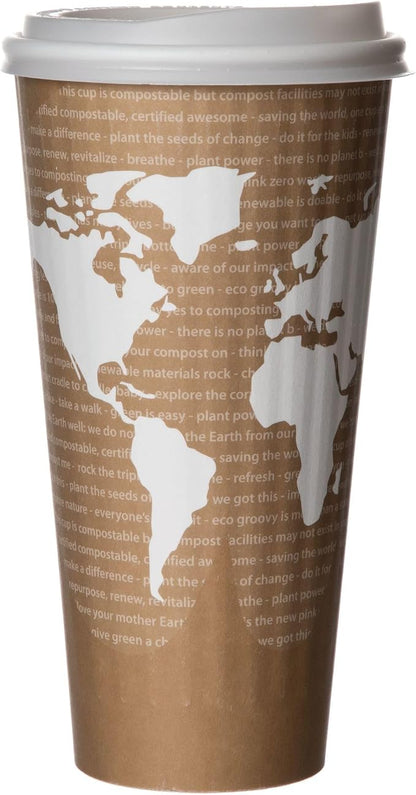 ECO PRODUCTS Compostable Disposable Insulated World Art 20oz Large Coffee Cups - Image 6