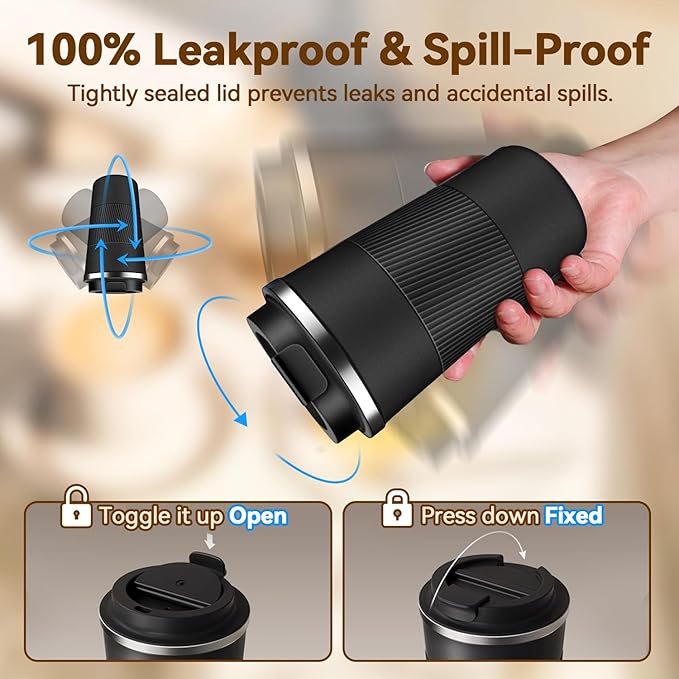 12OZ Travel Coffee Mug Insulated Coffee Cup - Image 4