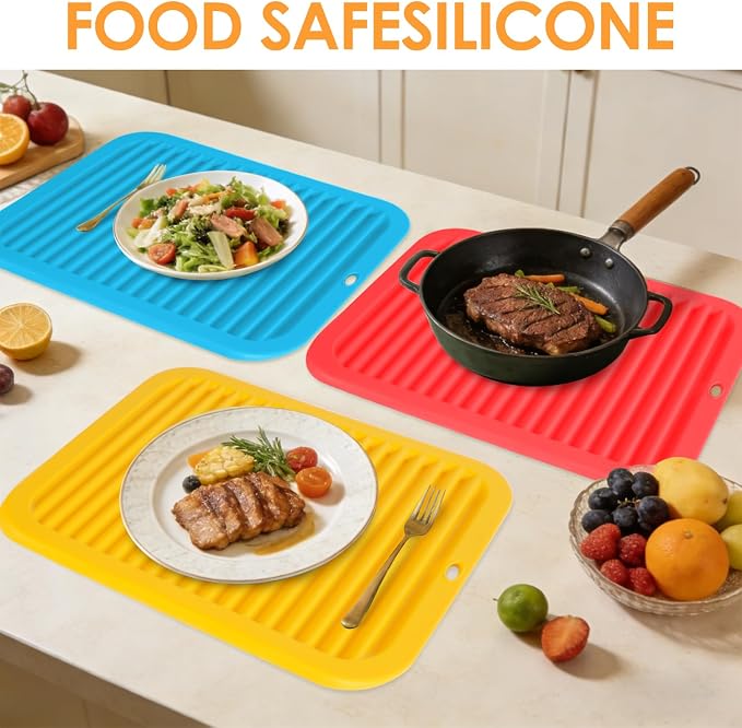 5 Pack Silicone Trivets for Hot Pots and Pans, 9 * 12Inch SiliconeTrivet for - Image 3