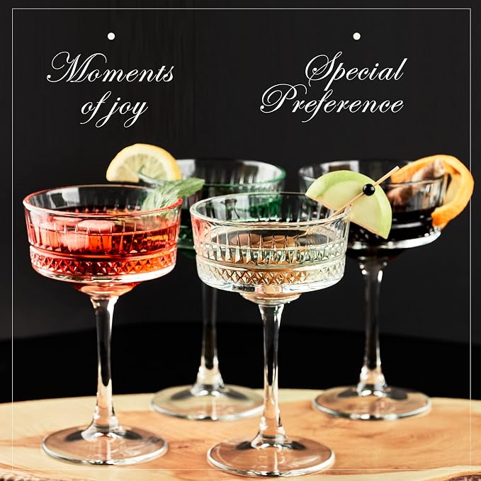 Vintage Coupe Glasses Set of 4, Wine Glasses, Long Stem Glassware - Image 5