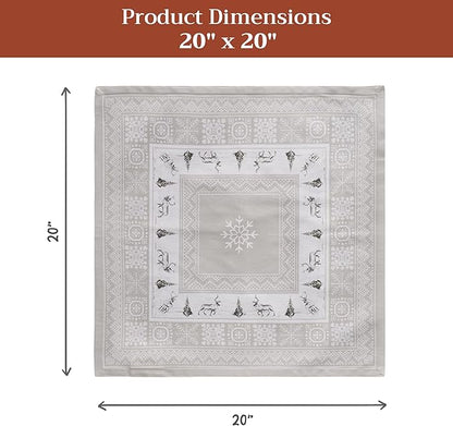 Maison d' Hermine Cloth Napkins Set of 4 100% Cotton for Thanksgiving Christmas Decorations Everyday Reusable Square Fall Napkins Cloth Washable Dinner Party (Cozy Christmas, 20"x20")