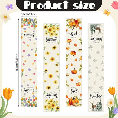 4 Pcs Hello Summer Table Runner Seasonal Table Runners 13 x 72 Inch Maple - Image 2