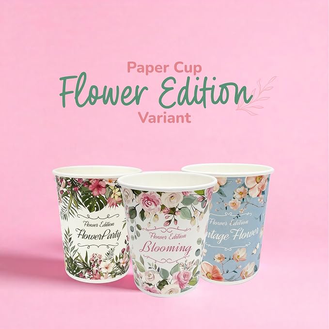 Vintage Floral Paper Cups for Hot Cold Drinks, Disposable Drinking Tea Coffee - Image 4