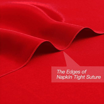 P Pothuiny 24 Pcs Red Satin Napkins 17 x 17 Inch, Satin Cloth Napkins | Square - Image 3