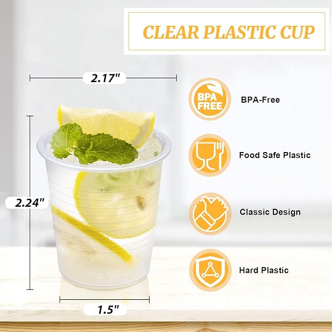 Clawsoff 1500 Pack 3 oz Plastic Cups Clear Disposable Small Mouthwash Cups | - Image 2