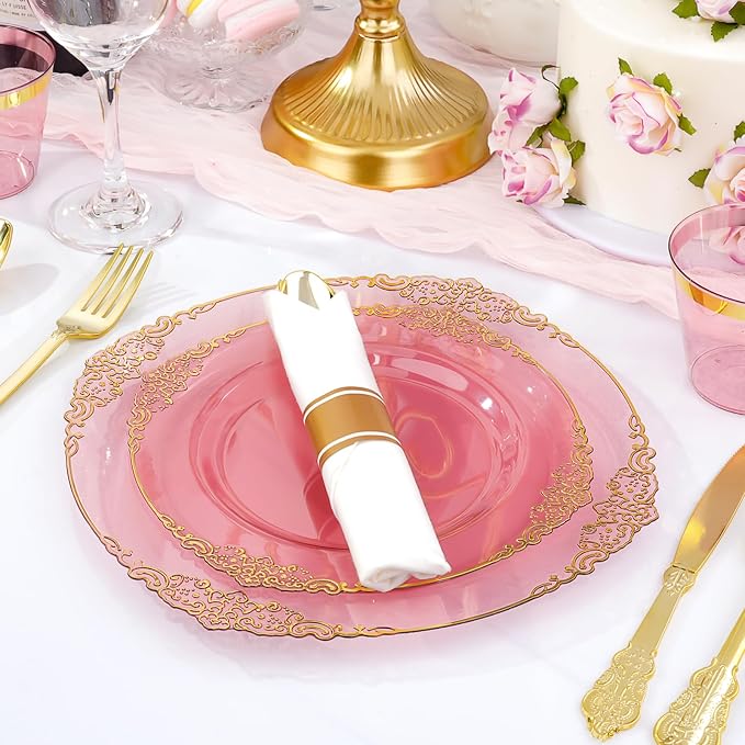 Bestluck 175PCS Burgundy Disposable Dinnerware - Image 5