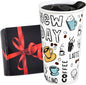 Ceramic Travel Coffee Mug, 12 oz, Travel Mug by fMSDD
