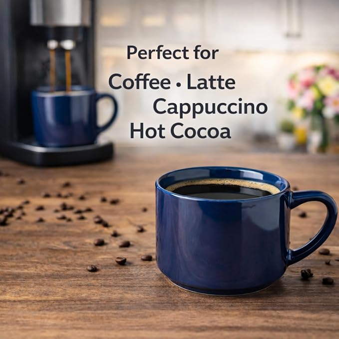GBhome 14 OZ Coffee Mugs Set of 6, Stackable Navy Blue Coffee Cups Set | Modern - Image 4