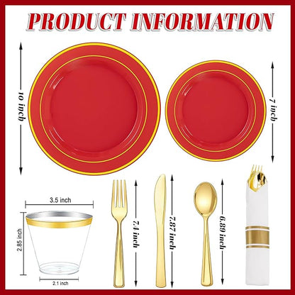350Pieces Red Plastic Plates - Image 8