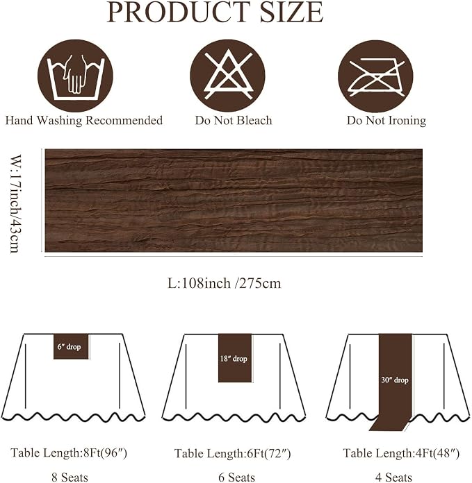 6Pack Brown Cheesecloth Table Runner 17x108 inch Sheer Brown Table Runners | - Image 3