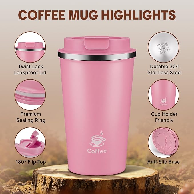 17oz Travel Coffee Mug, Leakproof Vacuum Coffee Cup Insulated Tumbler | 304 - Image 3