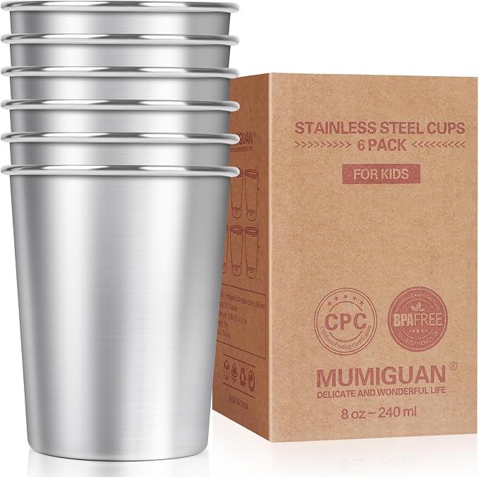 Stainless Steel Cups for Kids 7.8oz/230ml, Stainless Steel Tumbler | Kids Cups by MUMIGUAN