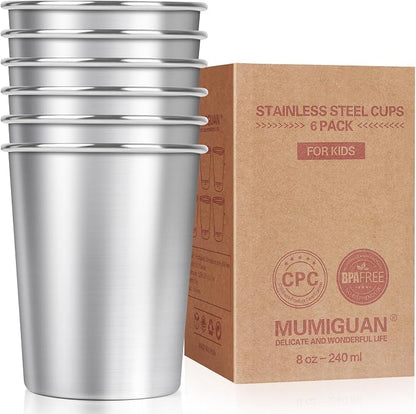 Stainless Steel Cups for Kids 7.8oz/230ml, Stainless Steel Tumbler | Kids Cups by MUMIGUAN