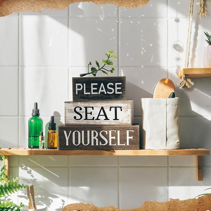 Moucuny 4 Pcs Bathroom Shelf Decor Farmhouse Bathroom Decor and Accessories - Image 8