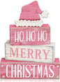 Moucuny 4 Pcs Christmas Table Decorations Pink Santa Hat Decor Christmas Tiered by Moucuny