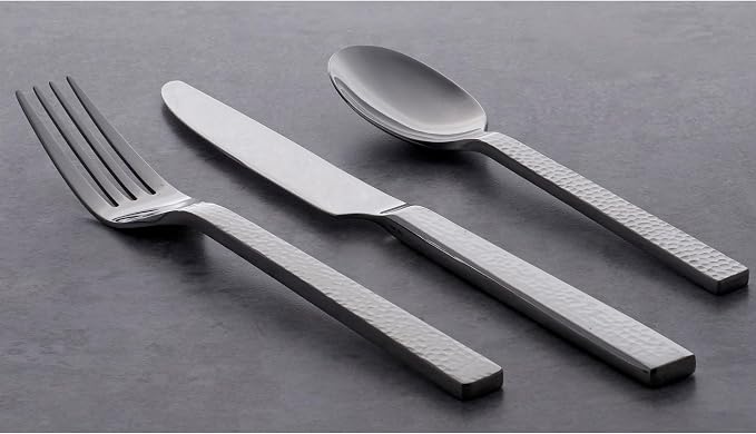 Oneida Chefs Table Hammered 45 Piece Everyday Flatware Set, Service - Image 3