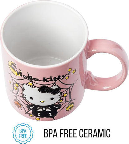 Silver Buffalo Sanrio Hello Kitty Web, Wax Resist Ceramic Pottery Mug, 20oz | - Image 7