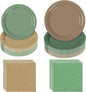 180Pcs Green and Brown Party Supplies Paper Plates and Napkins Serve 60 | by Hpscdyo