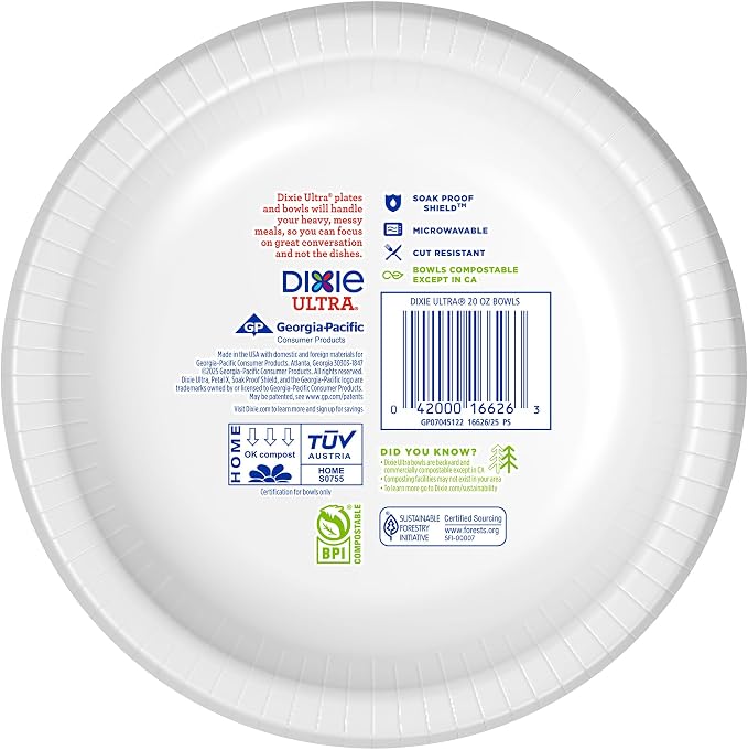 Dixie Ultra Large Paper Bowls 20oz, 25 CT - Image 6
