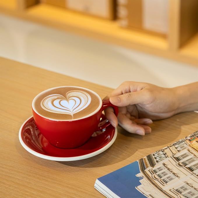 Loveramics Latte Art Mug with Saucer, 10 oz Ceramic Coffee cups with Round - Image 7