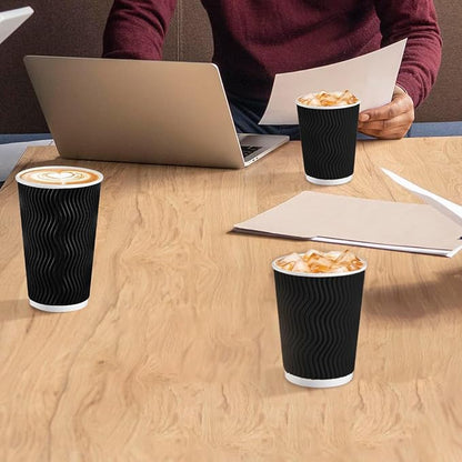 Lamosi 10 oz Coffee Cups 120 Pack Disposable Insulated Corrugated Paper Cup | - Image 5