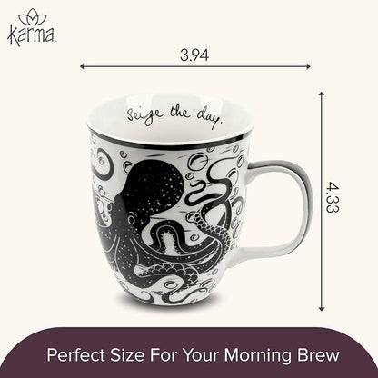 Karma Gifts 14 oz Black and White Boho Mug Octopus - Image 5