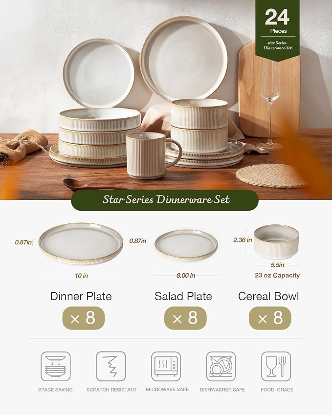 Famiware Star Ceramic Plates and Bowls Sets, Reactive Glaze Dishes - Image 3