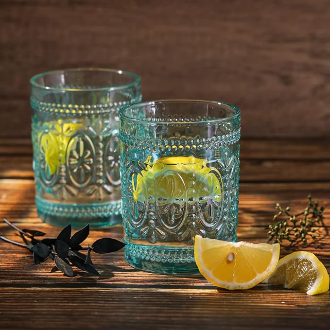 abrwyy Glassware set of 4, Vintage Drinking Glasses, 10oz Heavy Duty Glass Cups - Image 5